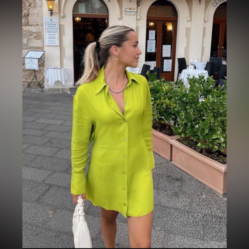 ZARA SATIN EFFECT SHIRT DRESS - Picture 2 of 6